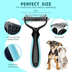 Peine y cepillo de acero inoxidable de doble cara para eliminar el pelo y los enredos de perros y gatos; accesorio de aseo para mascotas.