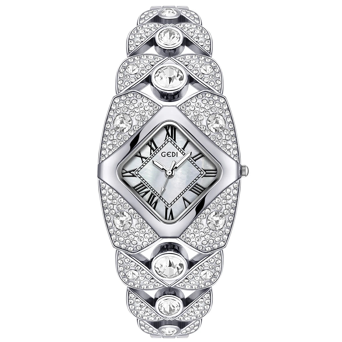 Reloj pulsera de cuarzo para mujer, resistente al agua y con incrustaciones de diamantes