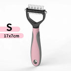 Peine y cepillo de acero inoxidable de doble cara para eliminar el pelo y los enredos de perros y gatos; accesorio de aseo para mascotas.