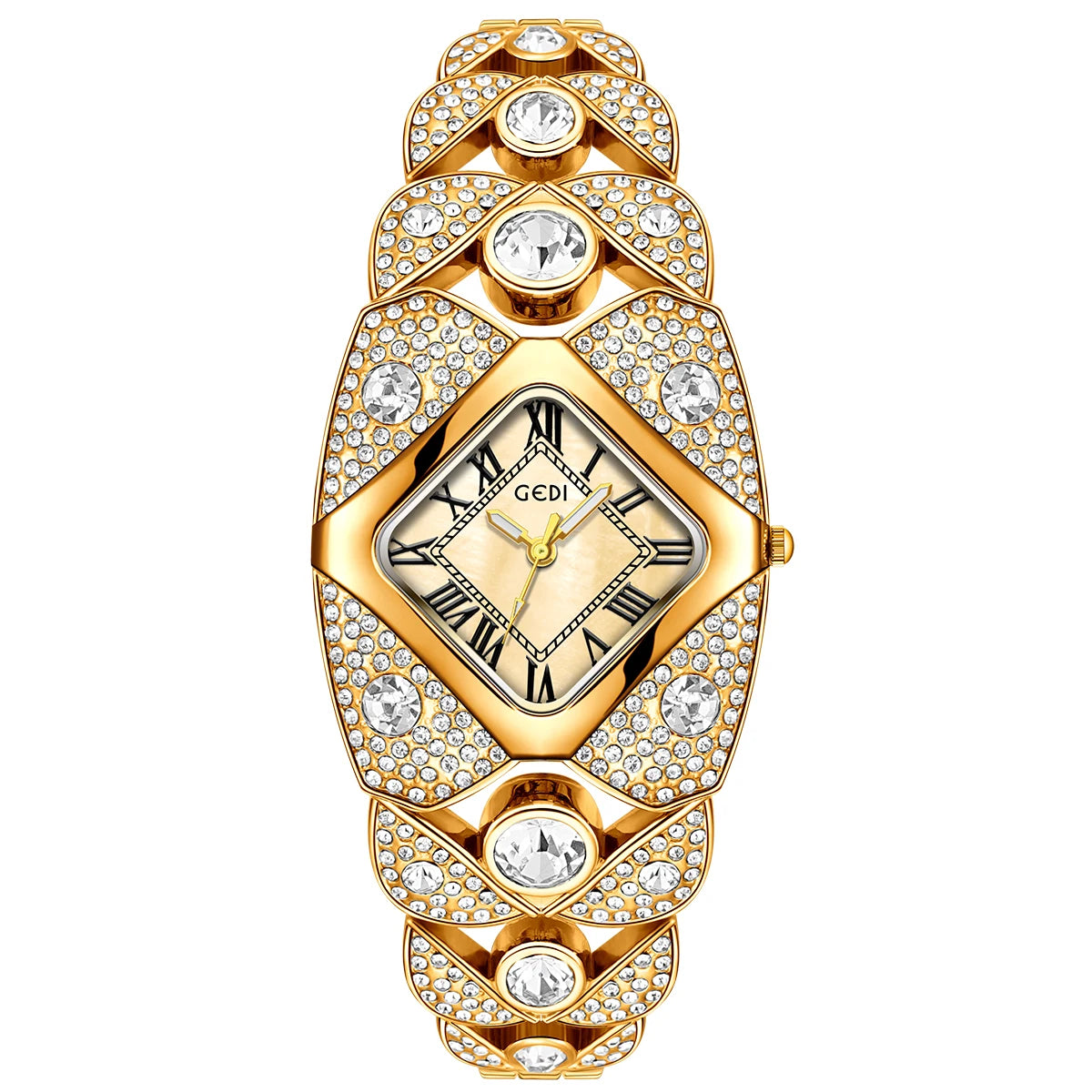 Reloj pulsera de cuarzo para mujer, resistente al agua y con incrustaciones de diamantes