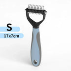 Peine y cepillo de acero inoxidable de doble cara para eliminar el pelo y los enredos de perros y gatos; accesorio de aseo para mascotas.
