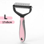 Peine y cepillo de acero inoxidable de doble cara para eliminar el pelo y los enredos de perros y gatos; accesorio de aseo para mascotas.