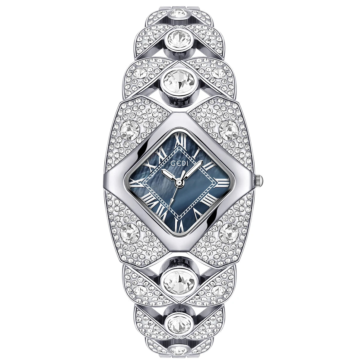 Reloj pulsera de cuarzo para mujer, resistente al agua y con incrustaciones de diamantes