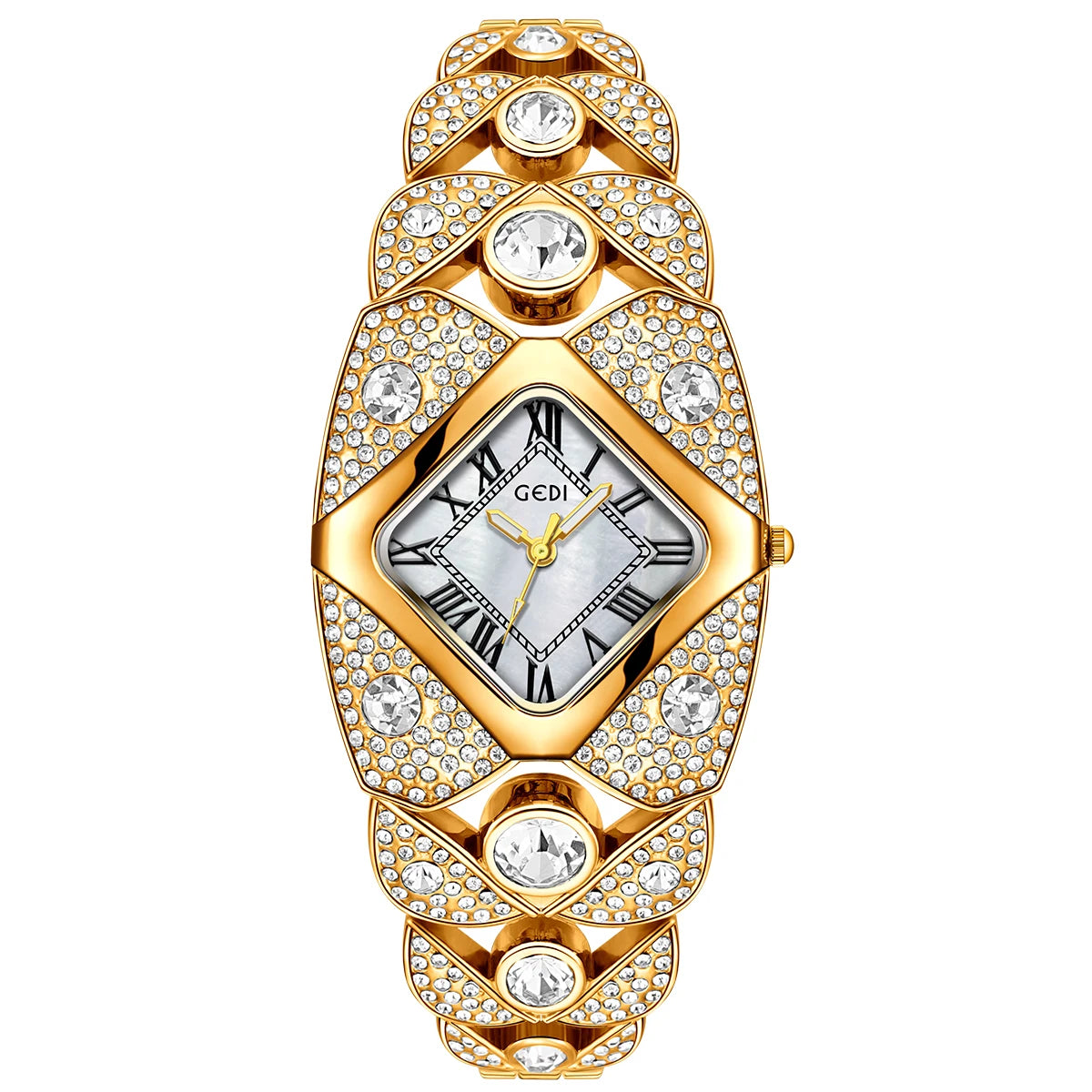 Reloj pulsera de cuarzo para mujer, resistente al agua y con incrustaciones de diamantes