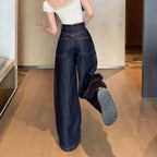 Pantalones vaqueros anchos lavados estilo vintage de Lucyever para mujer