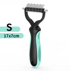 Peine y cepillo de acero inoxidable de doble cara para eliminar el pelo y los enredos de perros y gatos; accesorio de aseo para mascotas.