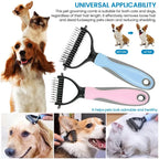 Peine y cepillo de acero inoxidable de doble cara para eliminar el pelo y los enredos de perros y gatos; accesorio de aseo para mascotas.