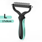 Peine y cepillo de acero inoxidable de doble cara para eliminar el pelo y los enredos de perros y gatos; accesorio de aseo para mascotas.
