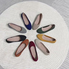 Round Toe Flats Shoes Casual Comfortable Soft Slip On Knit Mesh Shoes For Women